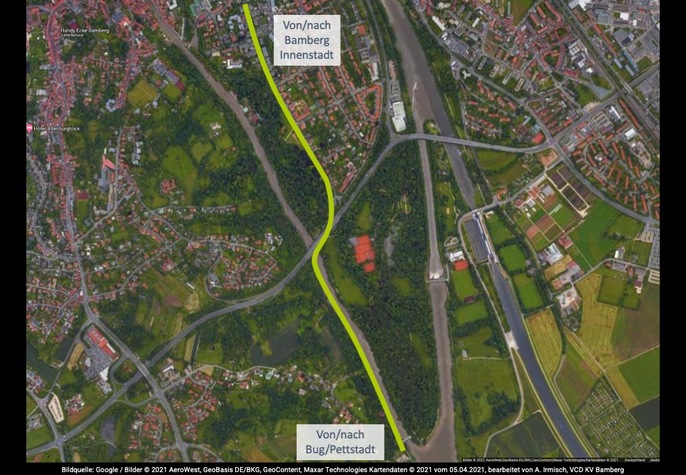 Vorschlag: Fahrradknoten Süd - Anbindung Bug und Pettstadt